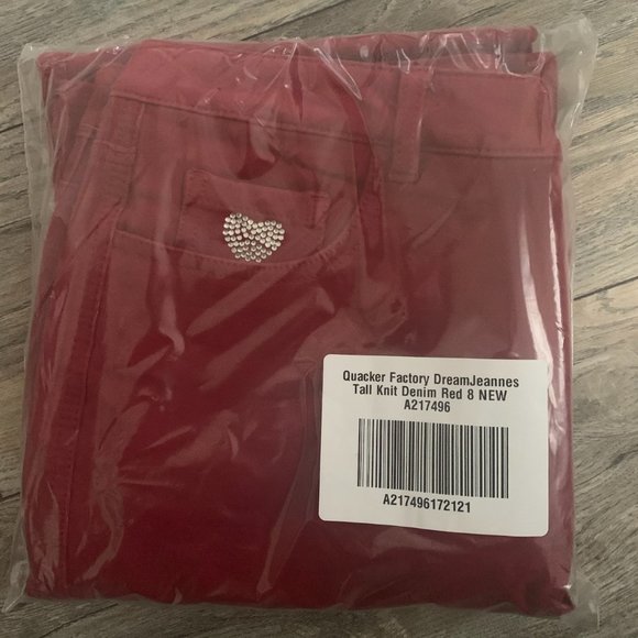 NWT‎ QUACKER FACTORY DREAMJEANNES RED KNIT DENIM 8T - Picture 9 of 10